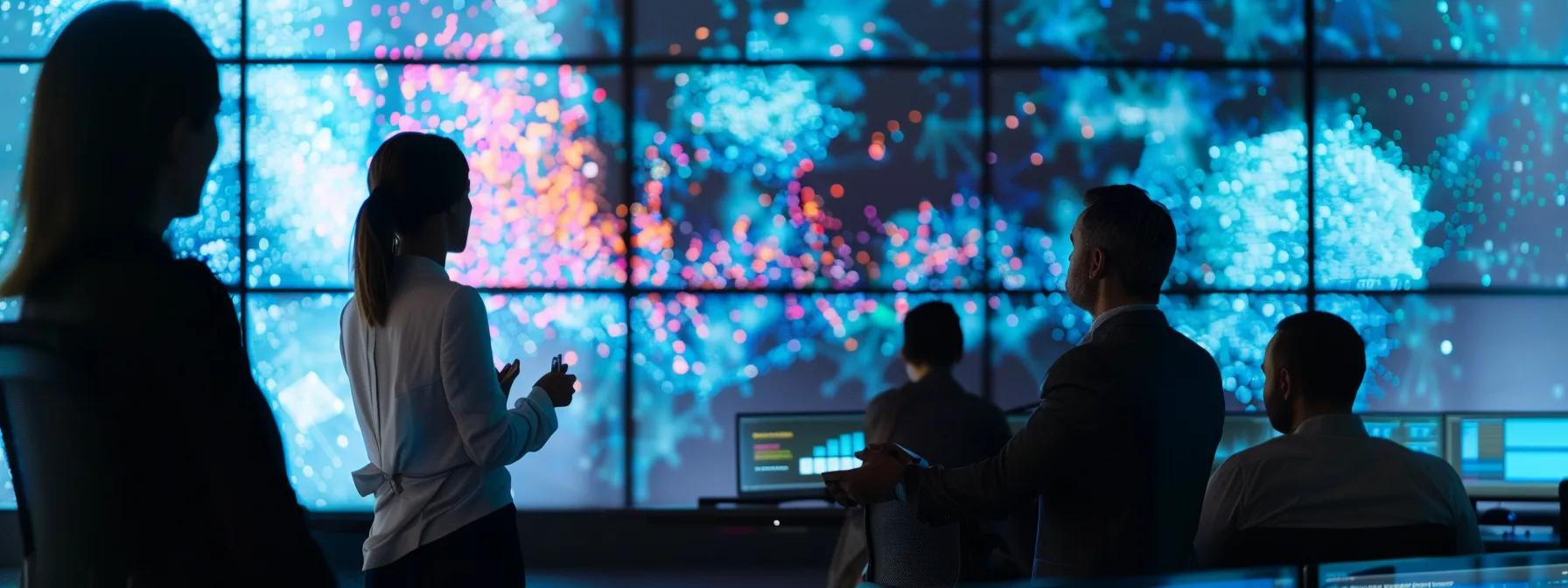 a dynamic office environment showcases a diverse team engaged in a collaborative brainstorming session, with digital screens displaying ai-driven analytics and predictive insights, highlighting the transformational role of technology in agile organizational strategies. a dynamic office environment showcases a diverse team engaged in a collaborative brainstorming session, with digital screens displaying ai-driven analytics and predictive insights, highlighting the transformational role of technology in agile organizational strategies.