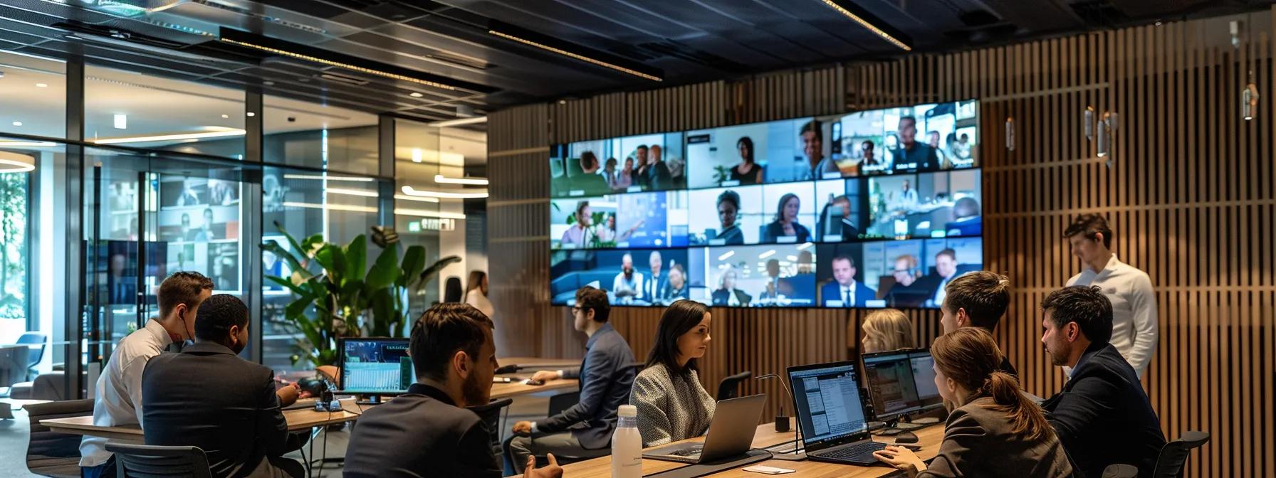 a dynamic urban office environment showcases a diverse group of engaged leaders participating in an interactive resilience training session, surrounded by digital screens displaying crisis scenarios and adaptive strategies, illuminated by strategic lighting that emphasizes collaboration and innovation. a dynamic urban office environment showcases a diverse group of engaged leaders participating in an interactive resilience training session, surrounded by digital screens displaying crisis scenarios and adaptive strategies, illuminated by strategic lighting that emphasizes collaboration and innovation.