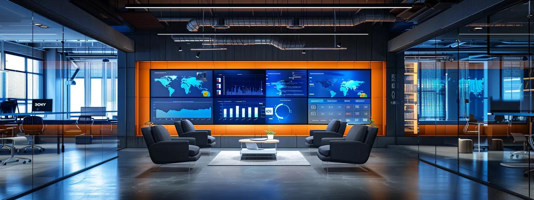 a sleek, modern office space displays a vibrant digital dashboard showcasing dynamic performance metrics and feedback statistics, capturing key indicators like sprint velocity and customer satisfaction, all under focused artificial lighting that enhances a collaborative, high-tech environment. a sleek, modern office space displays a vibrant digital dashboard showcasing dynamic performance metrics and feedback statistics, capturing key indicators like sprint velocity and customer satisfaction, all under focused artificial lighting that enhances a collaborative, high-tech environment.