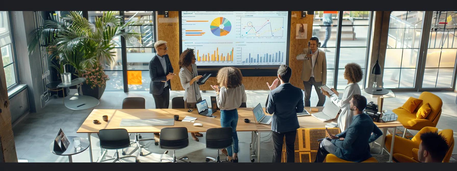 a dynamic office setting showcases a diverse group of leaders engaged in a collaborative workshop, surrounded by vibrant charts and digital displays, symbolizing the ongoing development of resilient leadership skills and a thriving organizational culture. a dynamic office setting showcases a diverse group of leaders engaged in a collaborative workshop, surrounded by vibrant charts and digital displays, symbolizing the ongoing development of resilient leadership skills and a thriving organizational culture.